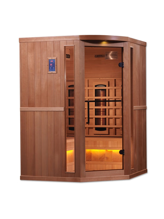 Golden Designs Near Zero EMF 3-Person Full Spectrum PureTech™ FAR Infrared Sauna Corner Unit
