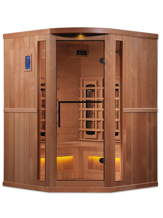 Golden Designs Near Zero EMF 3-Person Full Spectrum PureTech™ FAR Infrared Sauna Corner Unit
